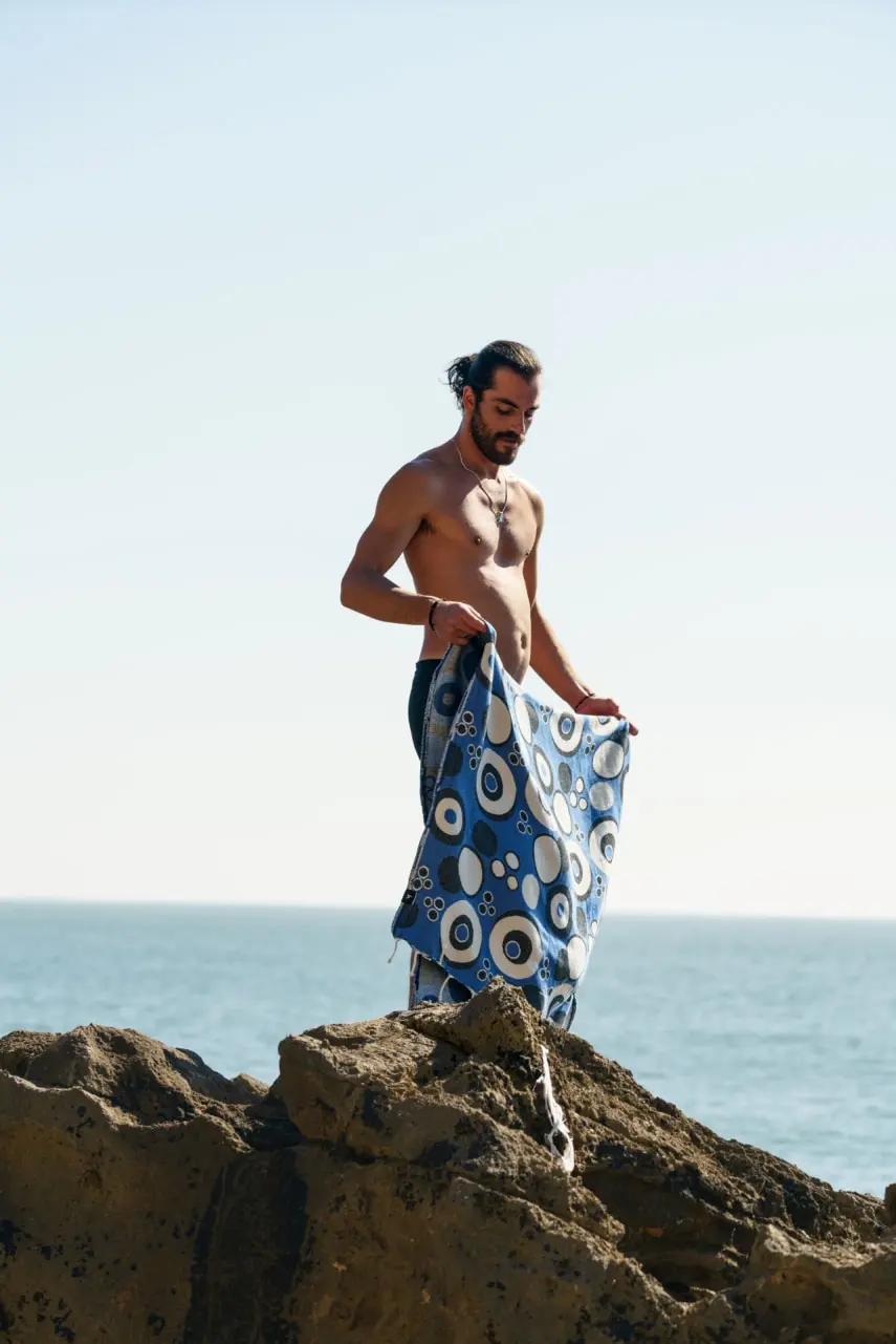 Futah - Vortex Bleu et Noire Serviette de Plage (6)