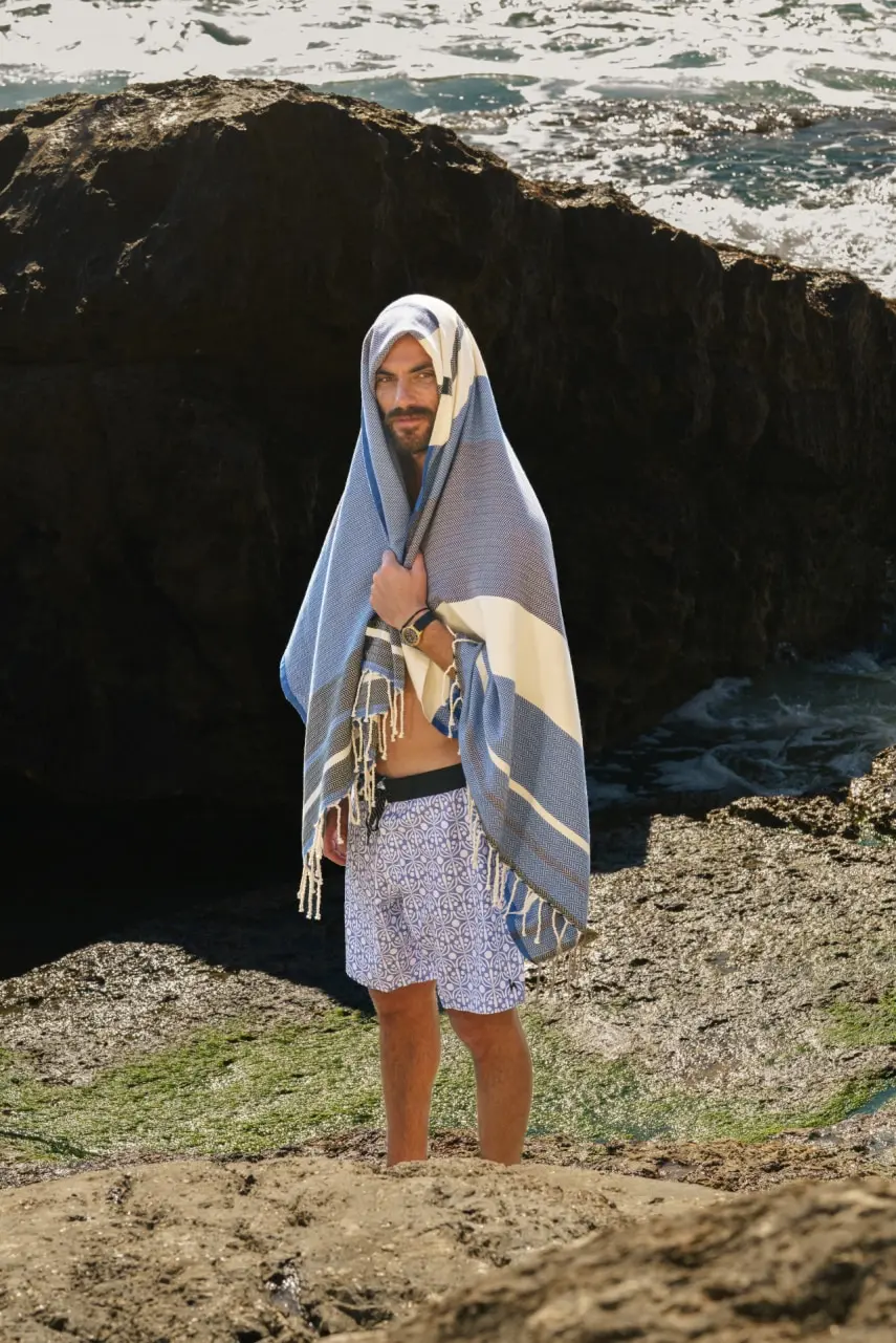 Futah - Papua Bleu Serviette de Plage (7)