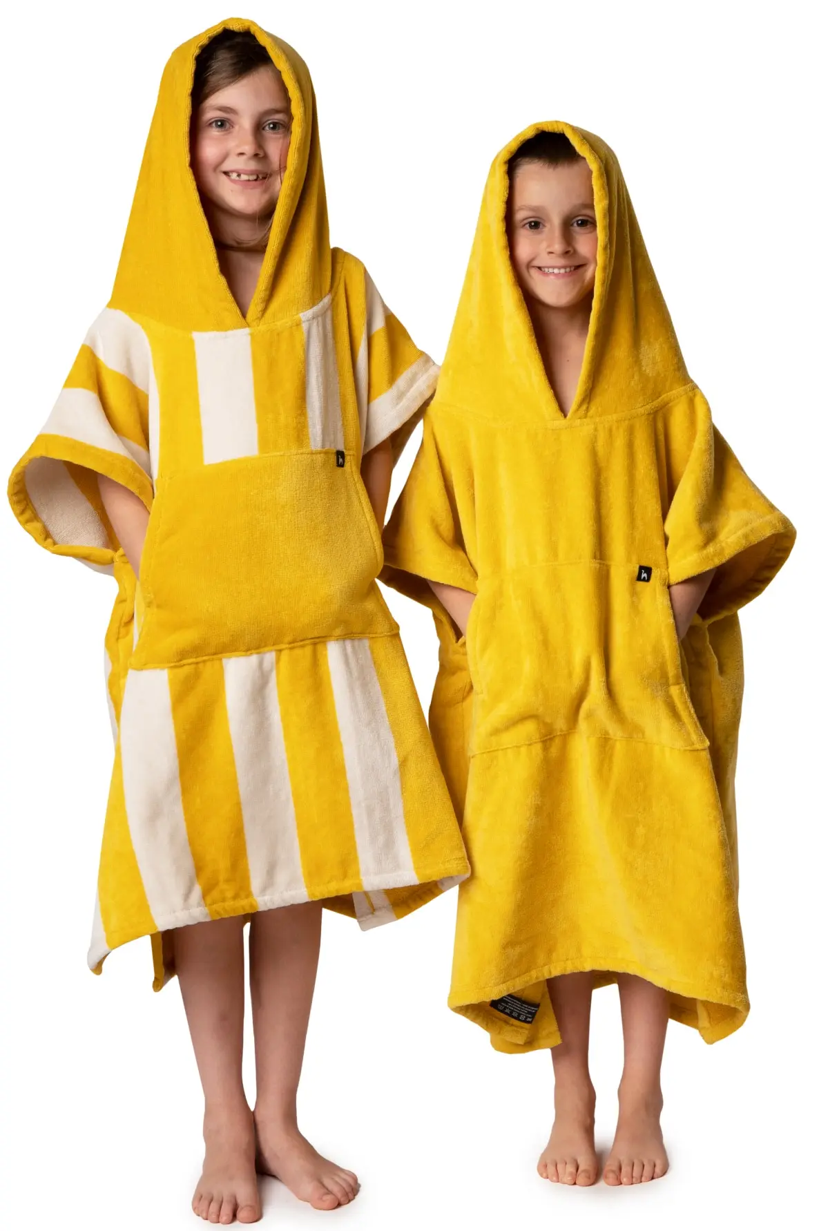 Futah - Ericeira Jaune Moutarde Poncho Épongé Enfant (2)