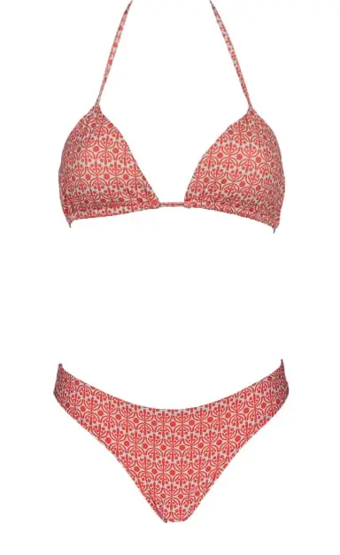 Flora Verde Aquatico & Coral Bikini Triângulo