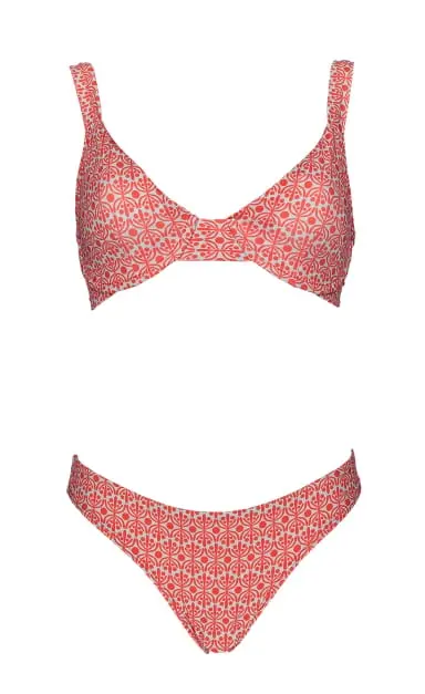 Flora Verde Aquatico & Coral Bikini Bralette