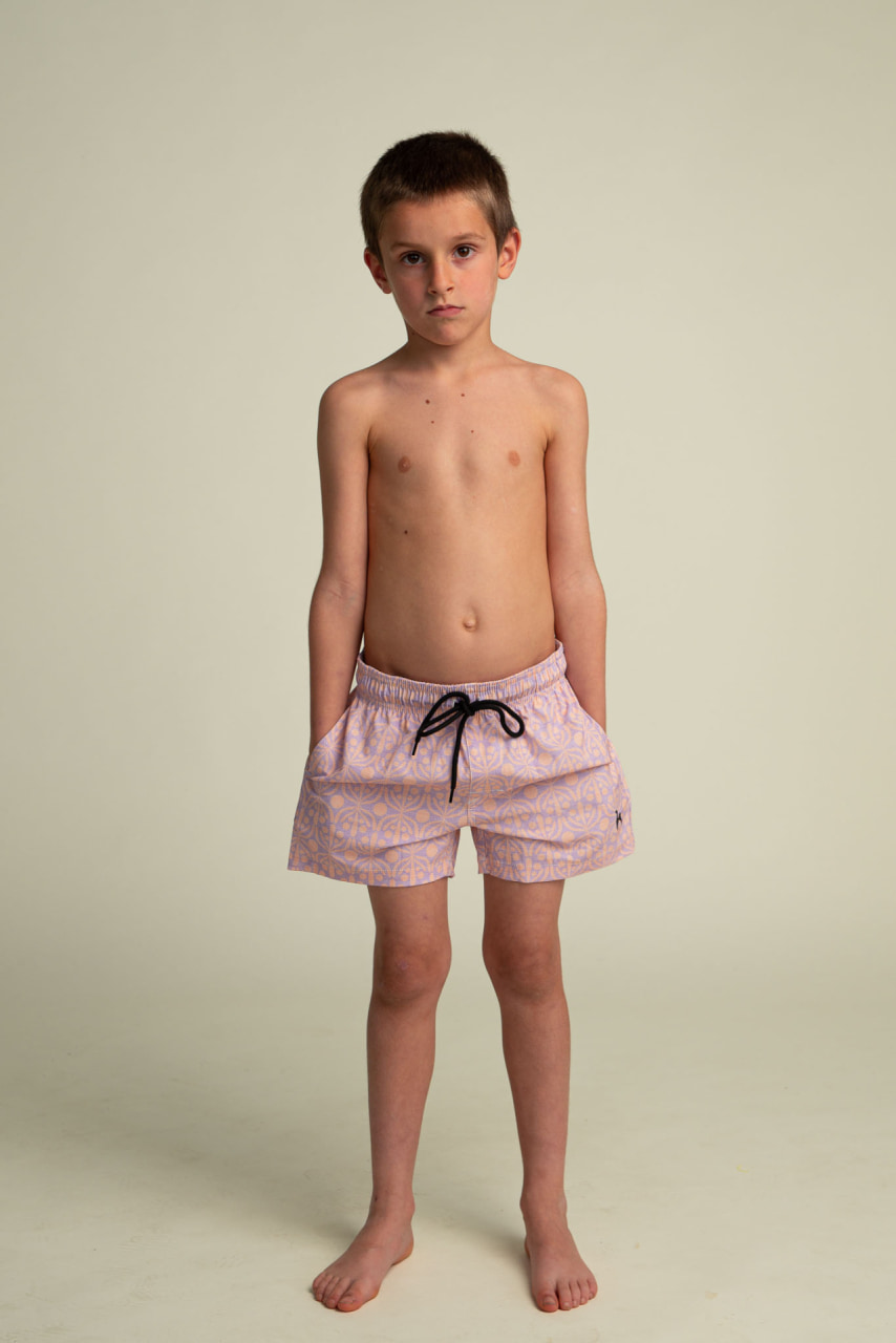 Futah - Short de Baño Niño Moca & Violeta Flora (1)