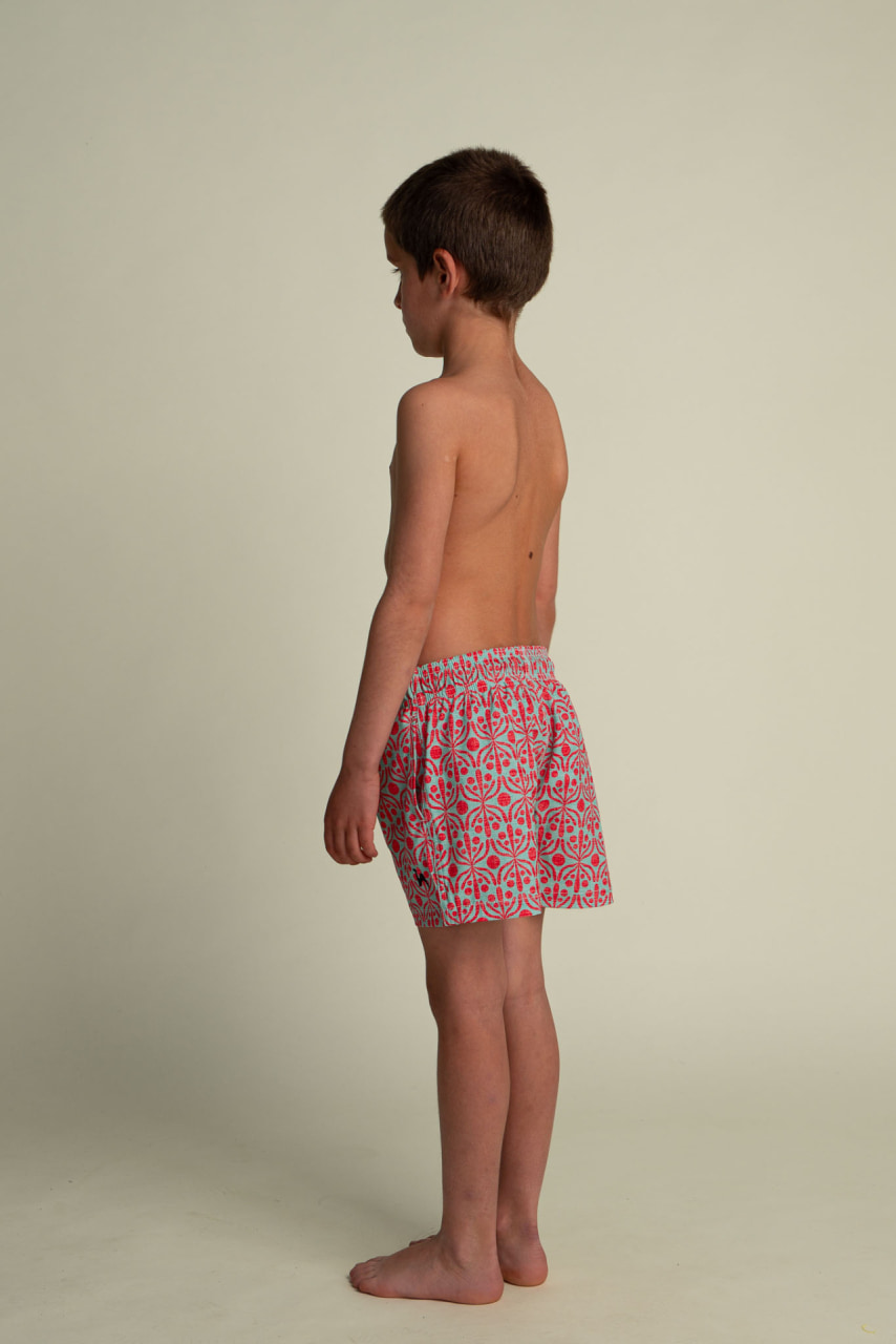 Futah - Short de Baño Niño Acuático & Rojo Flora (3)