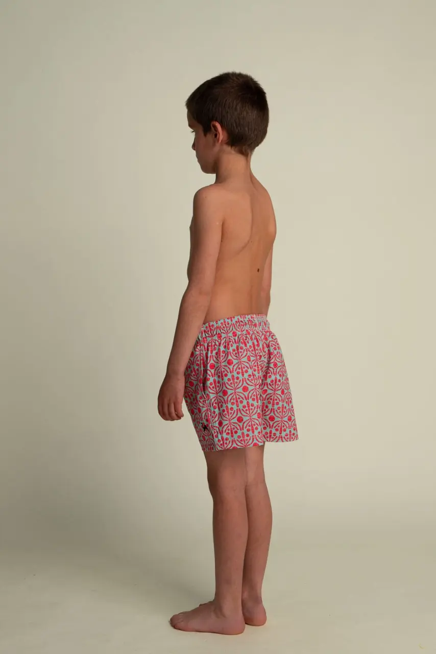 Futah - Short de Bain Enfant Aquatique & Rouge Flora (3)