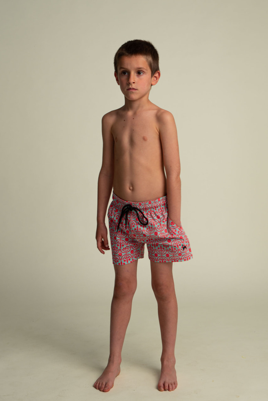 Futah - Short de Baño Niño Acuático & Rojo Flora (2)