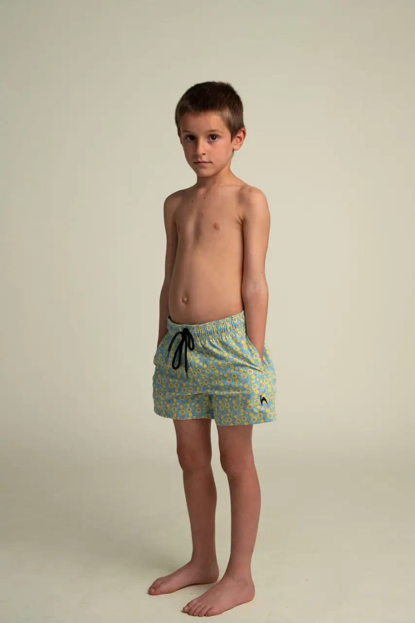 Futah - Short de Bain Enfant Jaune & Eau Vortex (1)