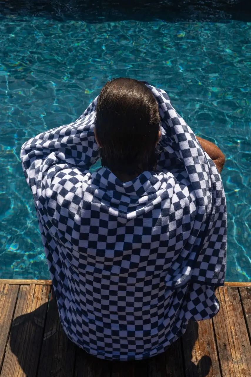 Futah - Échecs Bleu Serviette éponge (2)