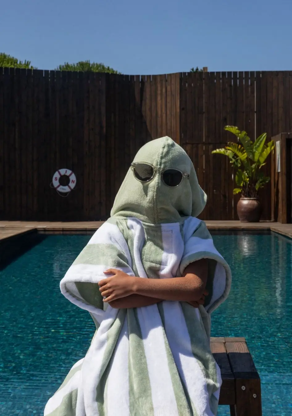 Futah - Bedu Vert Poncho Épongé Enfant (2)