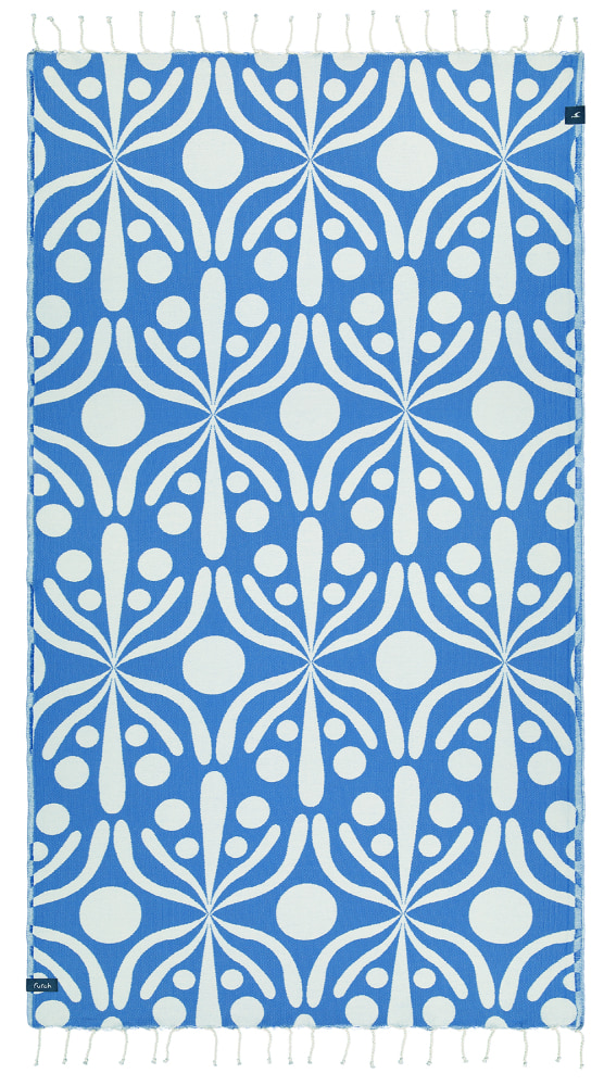 Futah - Flora Bleu et Blanc Serviette de Plage (3)