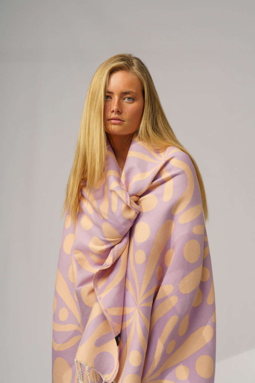 Futah - Flora Moka et Violet Serviette de Plage (7)