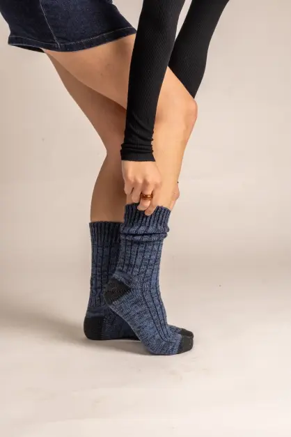 Chaussettes Cachemire et Laine Bleu