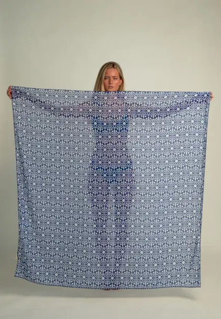 Pareo Flora Bleu & Blanc (2)