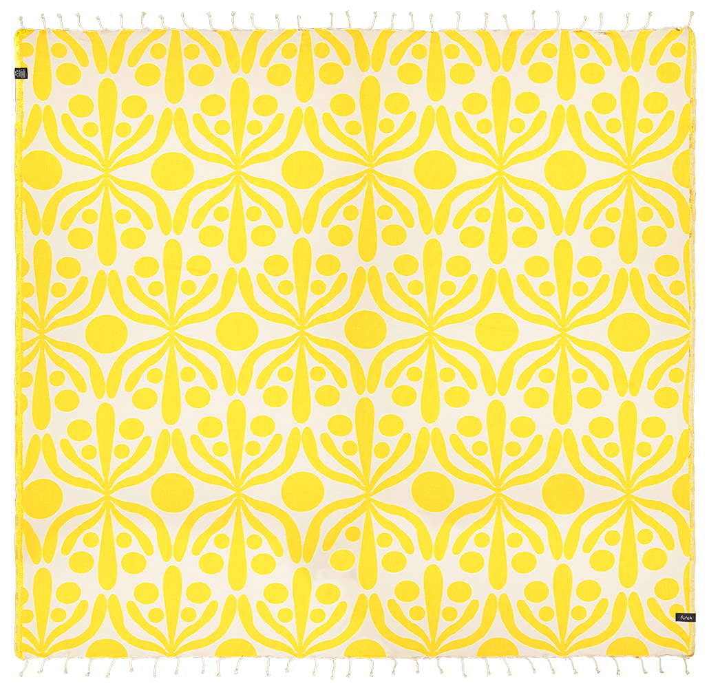 Futah - Flora Jaune Serviette de Plage XL (1)